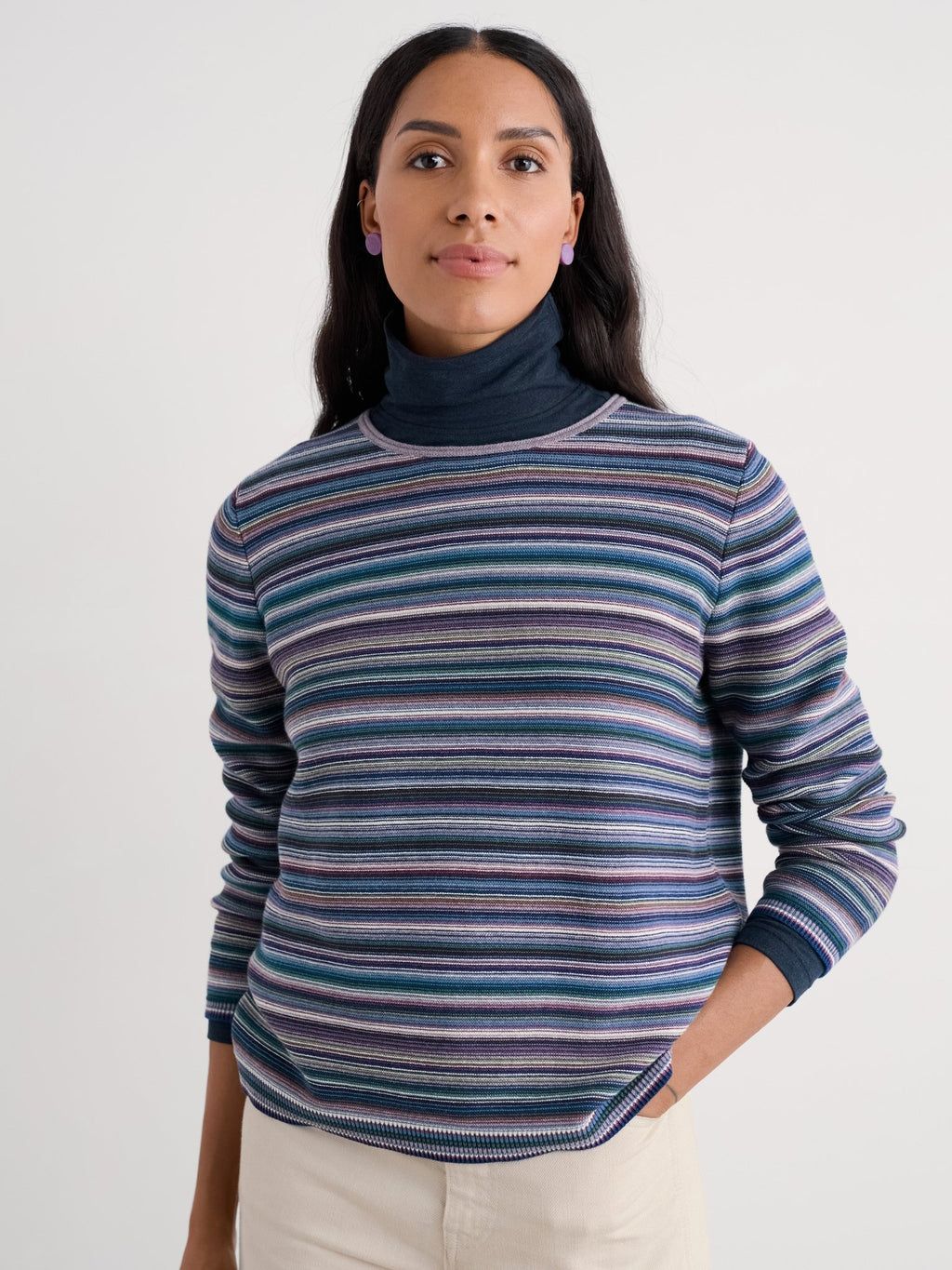 picture of Seasalt Makers Jumper - Ripple Marks Grape Thistle Mix - Number Two - womens - fashion - clothing - Seasalt 1