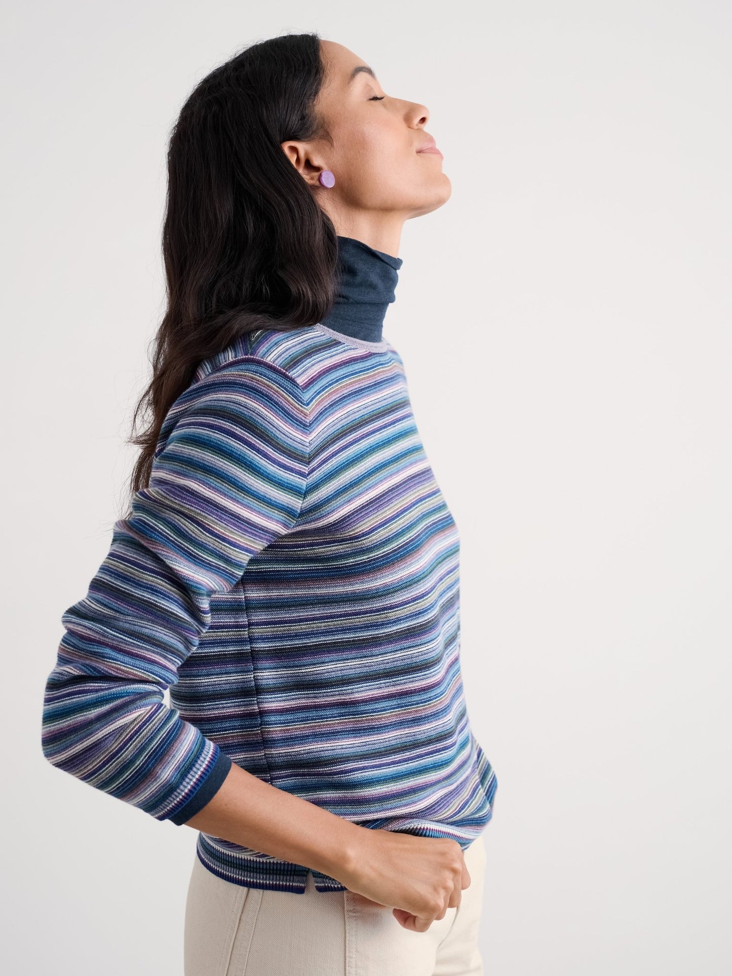 picture of Seasalt Makers Jumper - Ripple Marks Grape Thistle Mix - Number Two - womens - fashion - clothing - Seasalt 4