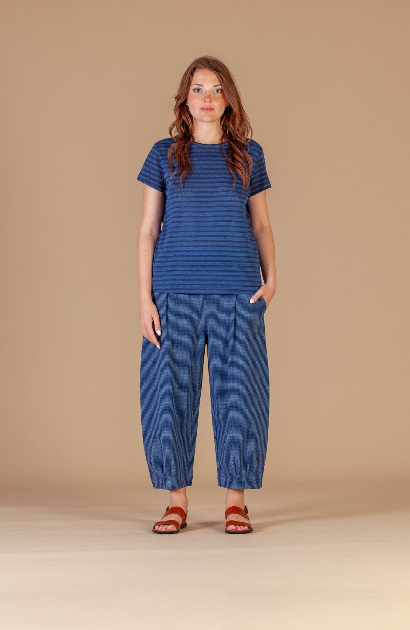 picture of Mama B Bianco Q Pants - Blue Check - Number Two - womens - fashion - clothing - Mama B 1