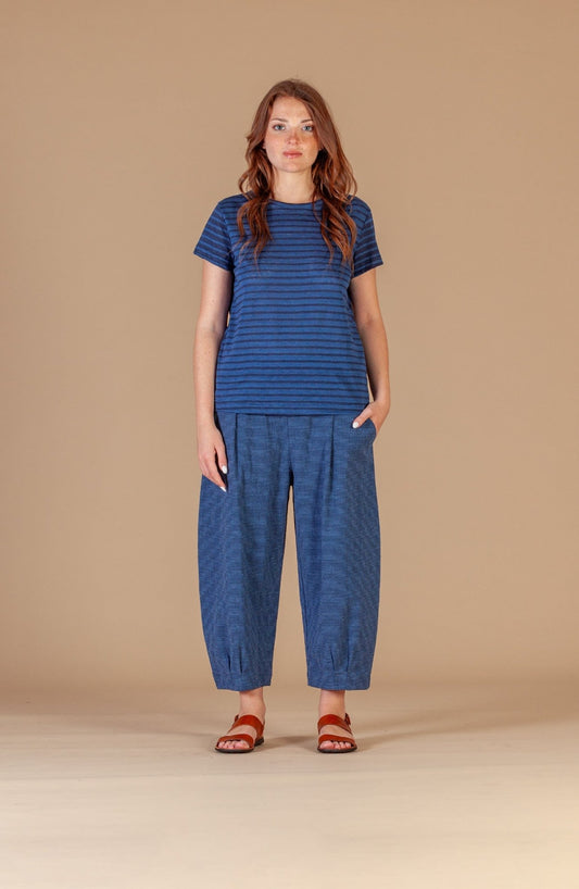 picture of Mama B Bianco Q Pants - Blue Check - Number Two - womens - fashion - clothing - Mama B 1