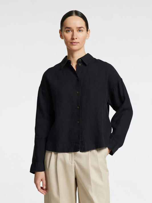 Selected Femme Linnie LS Linen Shirt Black