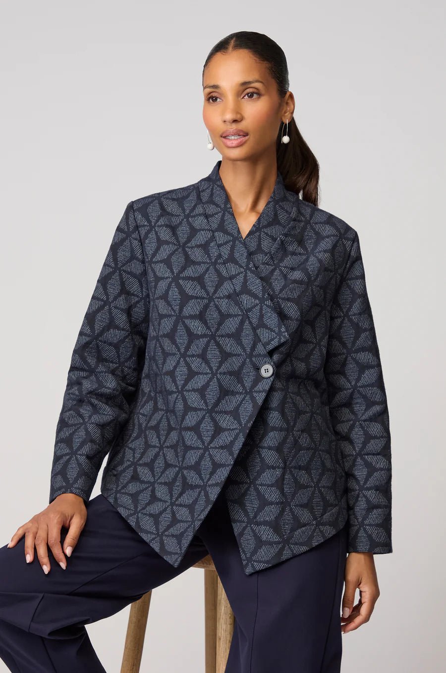 picture of Sahara Diamond Floral Indigo Jacket - Indigo - Number Two - womens - fashion - clothing - Sahara 1