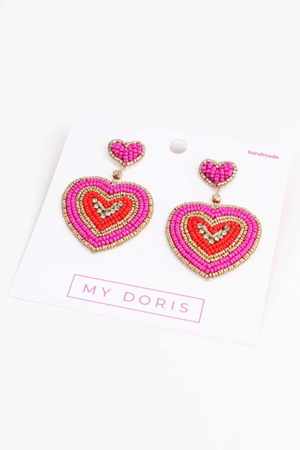 picture of My Doris Beaded Earrings - Ripple Heart Pink - Number Two - womens - fashion - accessories - My Doris 2
