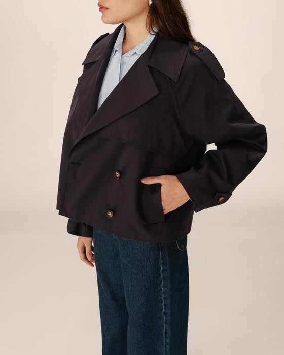 Grace & Mila Printemps Short Trench Coat Marine
