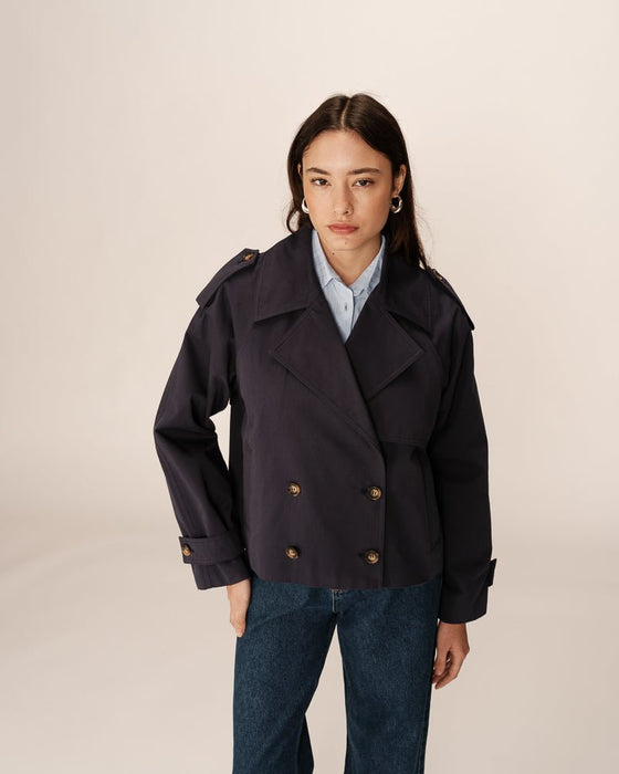 Grace & Mila Printemps Short Trench Coat Marine