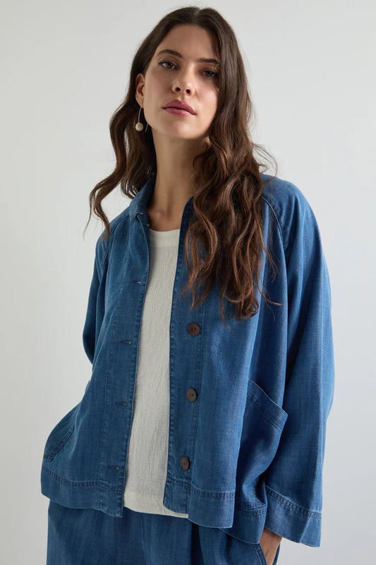 Sahara Fluid Denim Boxy Jacket Light Denim