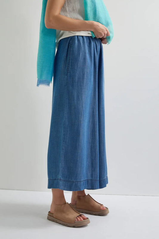 Sahara Fluid Denim Wide Trouser Light Denim