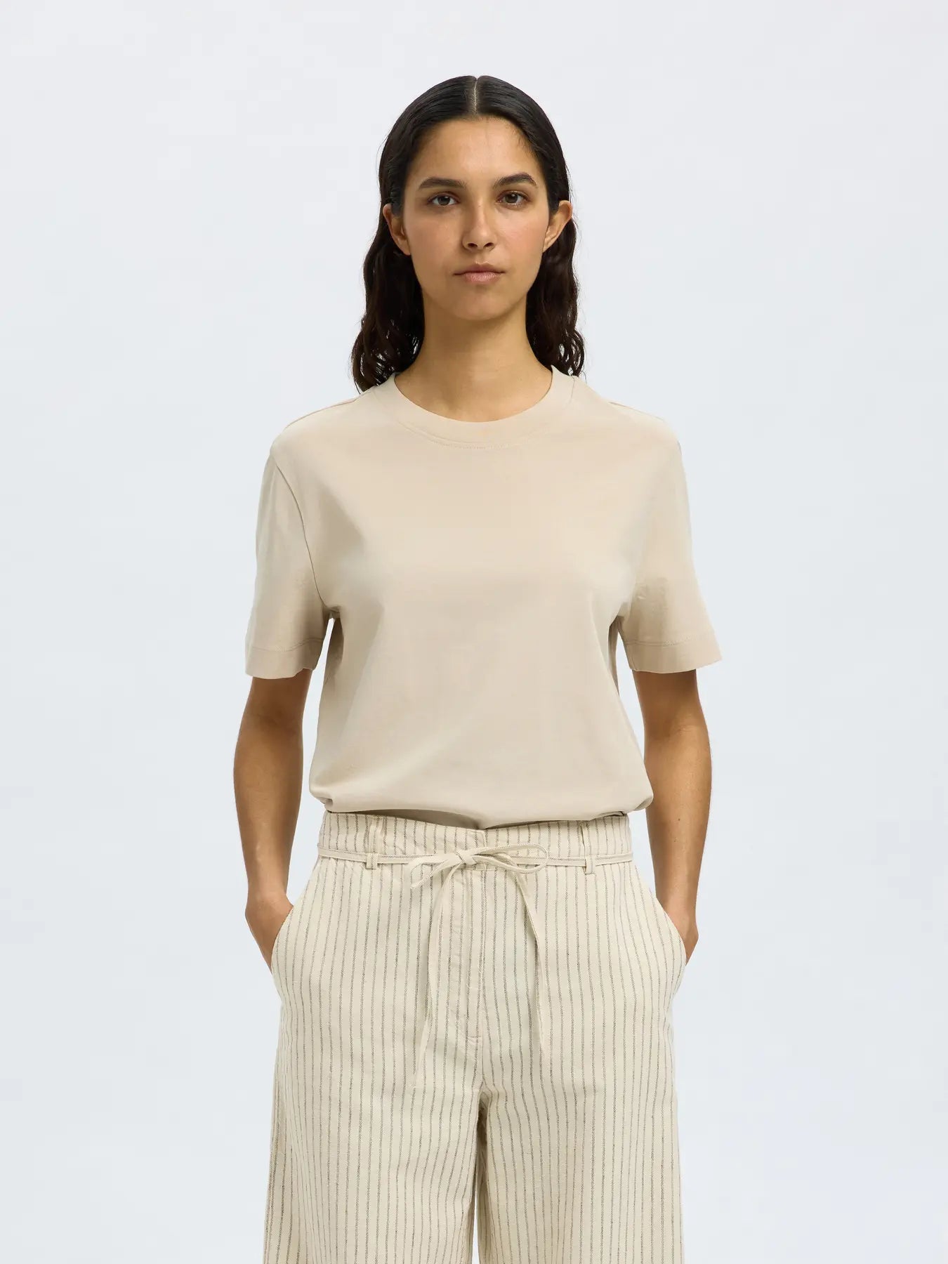 picture of Selected Femme Essential SS Boxy Tee - Oatmeal - Number Two - womens - fashion - clothing - Selected Femme 1