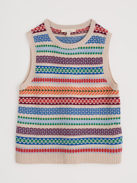 Seasalt Percella Cove Fair Isle Knitted Vest Abstract Multi