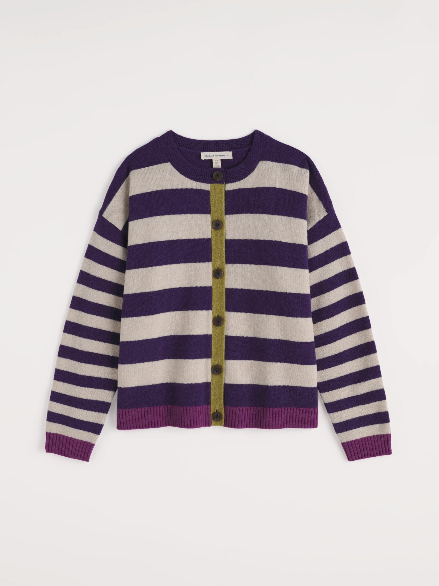 picture of Seasalt Pinwell Striped Cardigan - Bright Shape Dark Violet Mix - Number Two - womens -clothing - Seasalt 6
