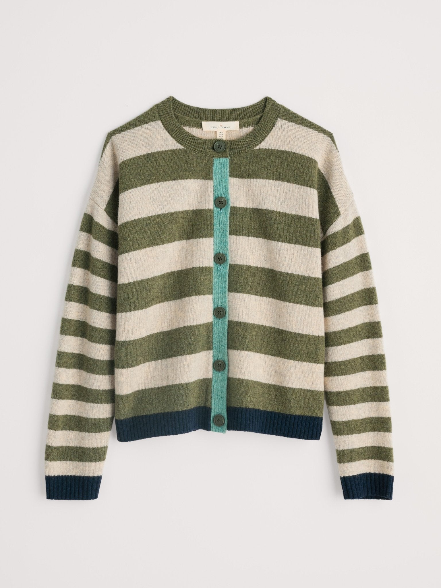 picture of Seasalt Pinwell Striped Cardigan - Bright Shape Light Olive Mix - Number Two - womens - fashion - clothing - Seasalt 5