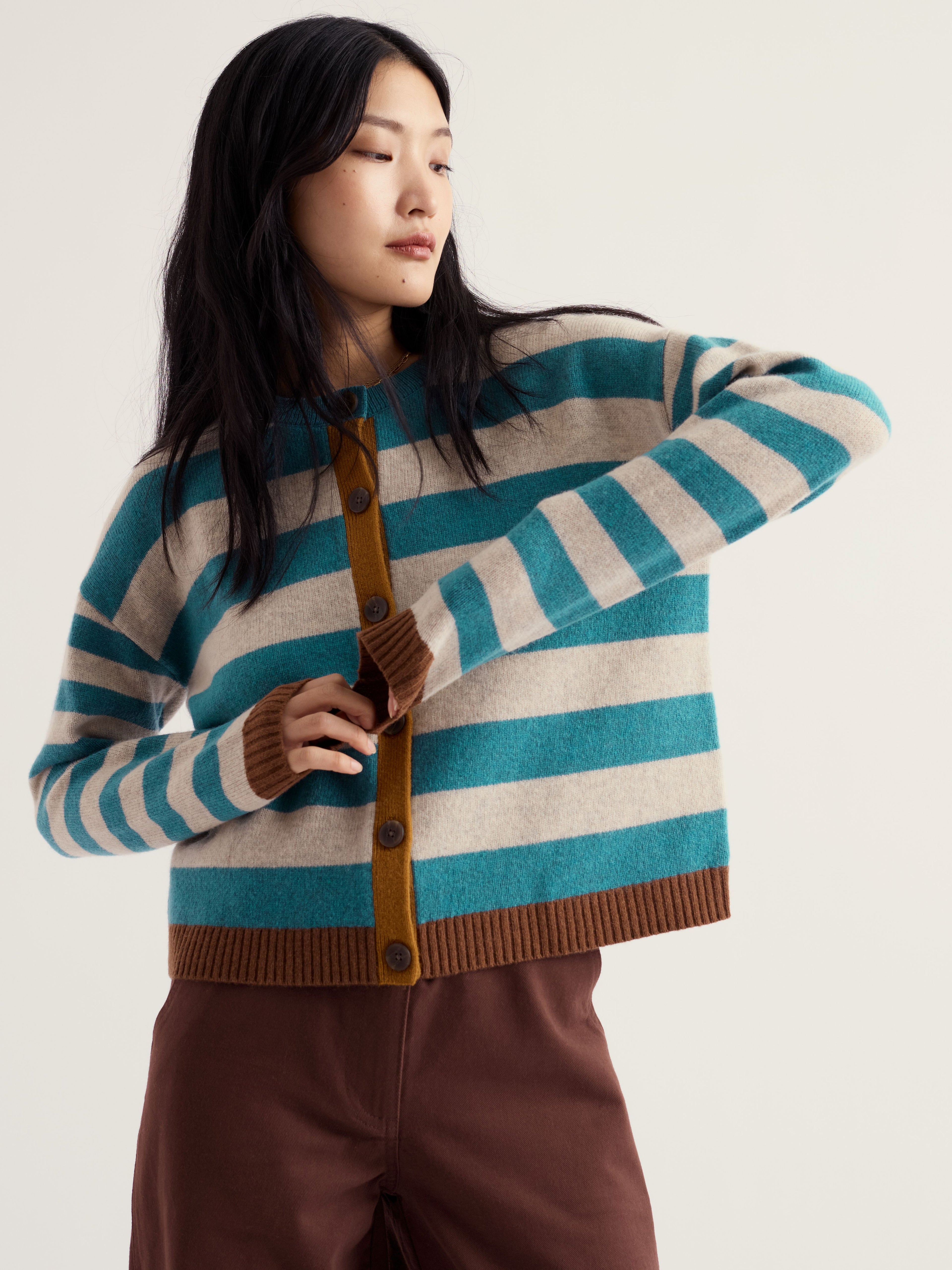 Seasalt Pinwell Striped Cardigan - Bright Shape Estuary Mix