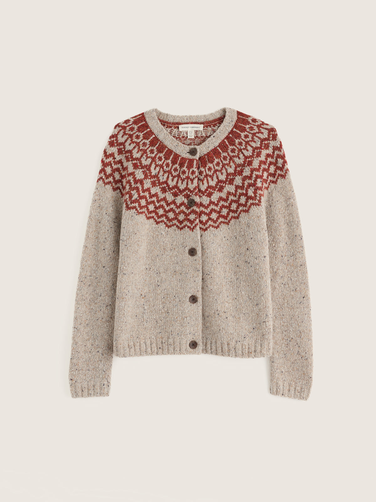 Seasalt Port Kinnis Cardigan Merino - Wag Tail Birch Dark Terracotta