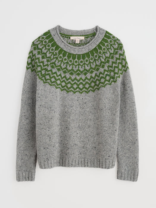 Seasalt Port Kinnis Fair Isle Jumper Wag Tail Tor Forest Green
