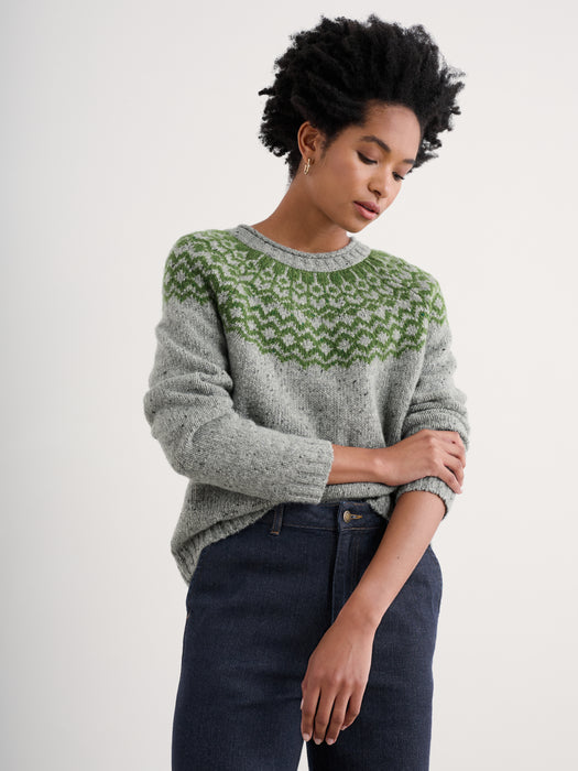 Seasalt Port Kinnis Fair Isle Jumper Wag Tail Tor Forest Green