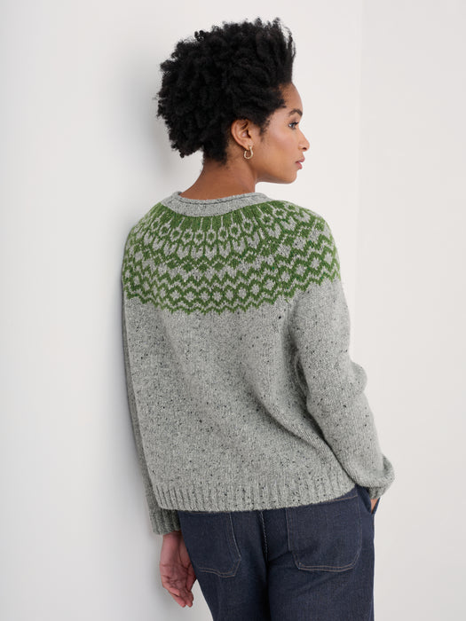 Seasalt Port Kinnis Fair Isle Jumper Wag Tail Tor Forest Green