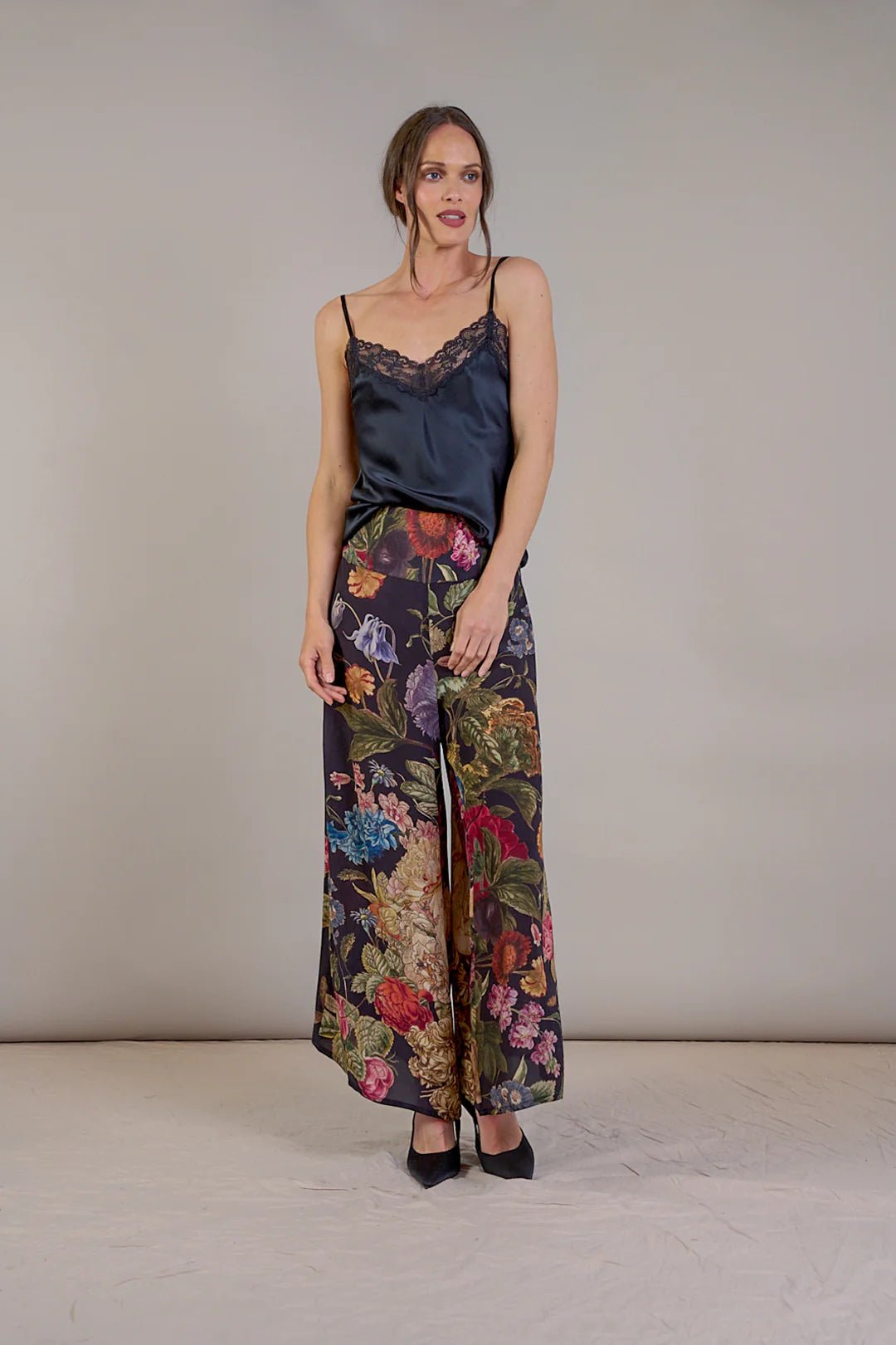 picture of One Hundred Stars Crepe Palazzo Pants Primula Black - Number Two - womens - fashion -clothing -One Hundred Stars 1