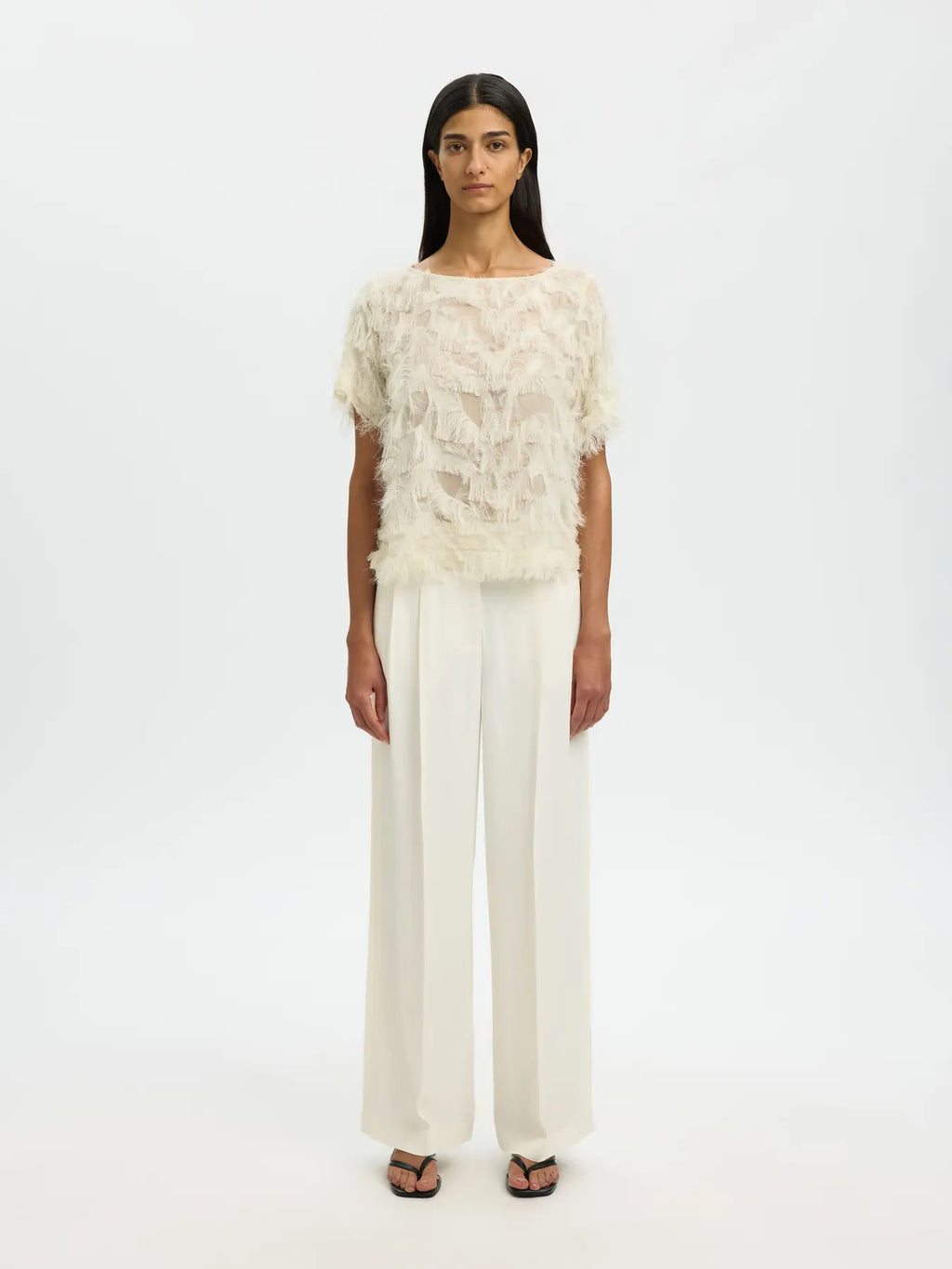 picture of Selected Femme Myline SS Boat Neck Top - Egret/White - Number Two - womens - fashion - clothing - Selected Femme 3