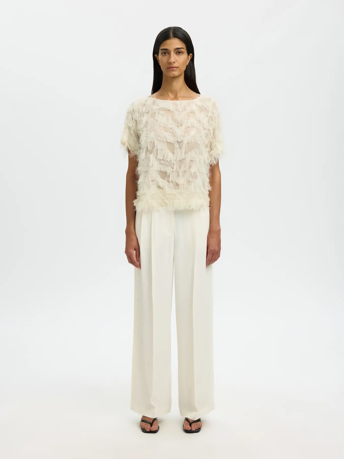 picture of Selected Femme Myline SS Boat Neck Top - Egret/White - Number Two - womens - fashion - clothing - Selected Femme 3