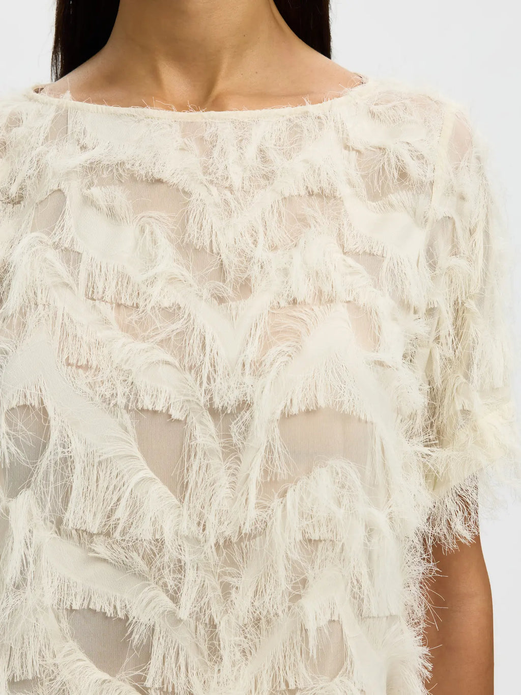 picture of Selected Femme Myline SS Boat Neck Top - Egret/White - Number Two - womens - fashion - clothing - Selected Femme 2