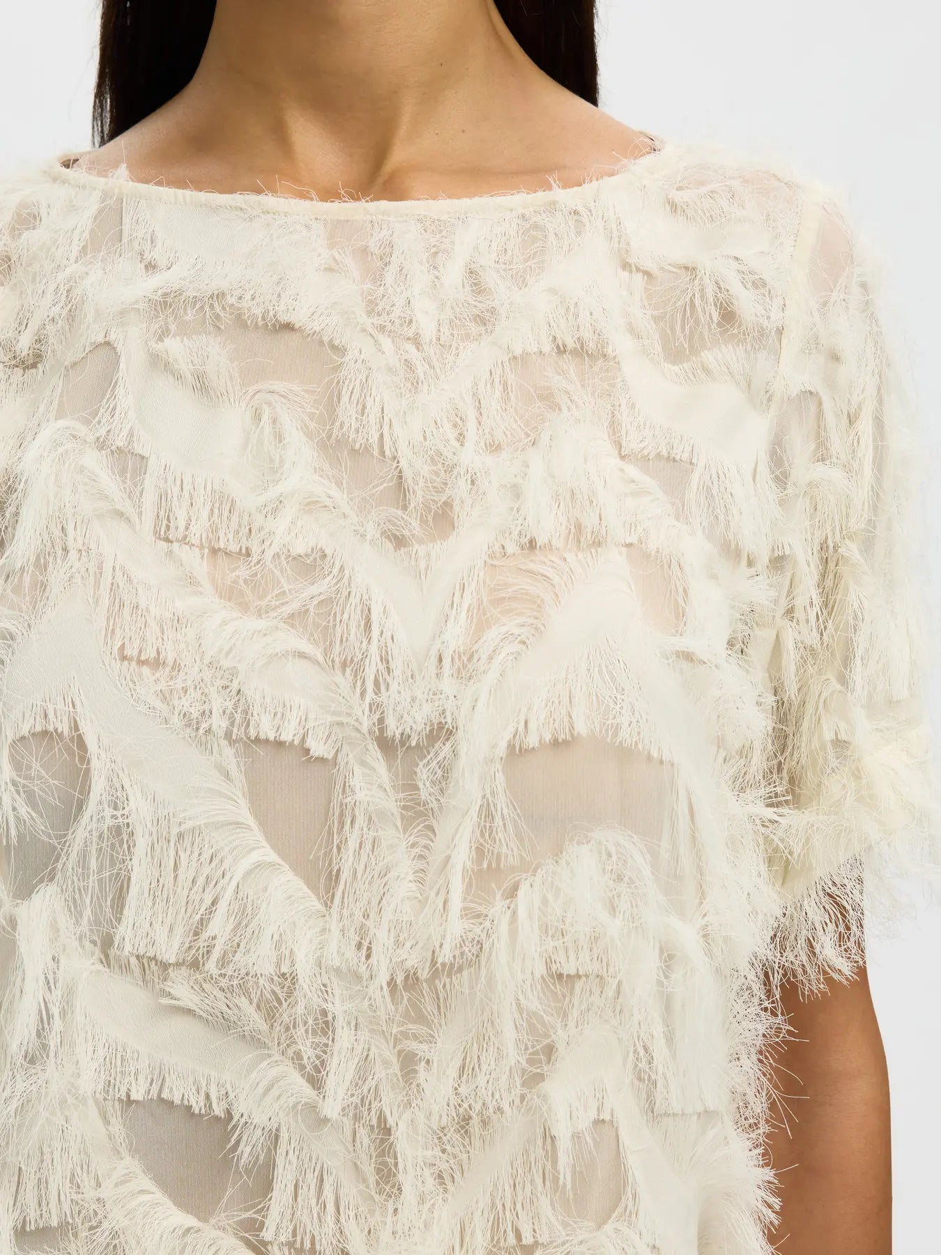 picture of Selected Femme Myline SS Boat Neck Top - Egret/White - Number Two - womens - fashion - clothing - Selected Femme 2