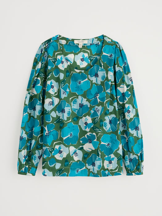 Seasalt Quill Top Organic Cotton Paper Hellebores Forest Green