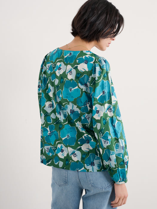 Seasalt Quill Top Organic Cotton Paper Hellebores Forest Green