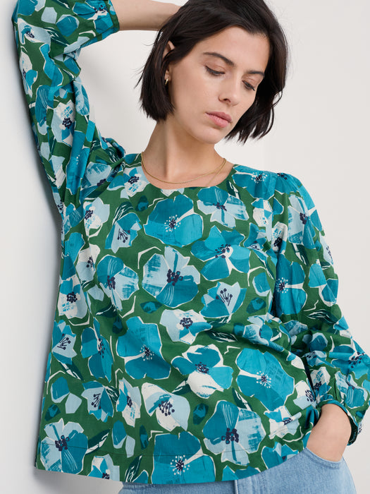 Seasalt Quill Top Organic Cotton Paper Hellebores Forest Green