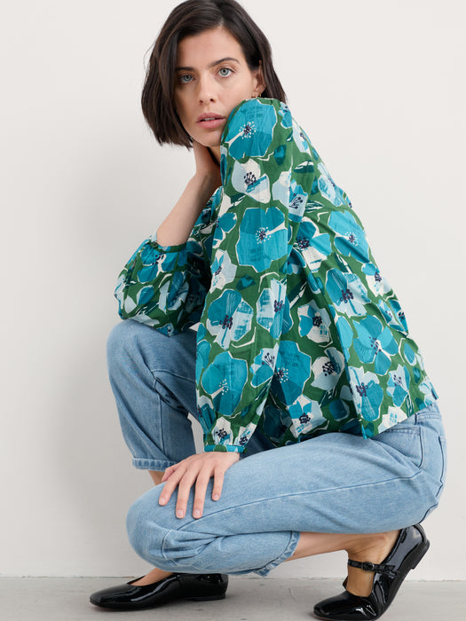 Seasalt Quill Top Organic Cotton Paper Hellebores Forest Green