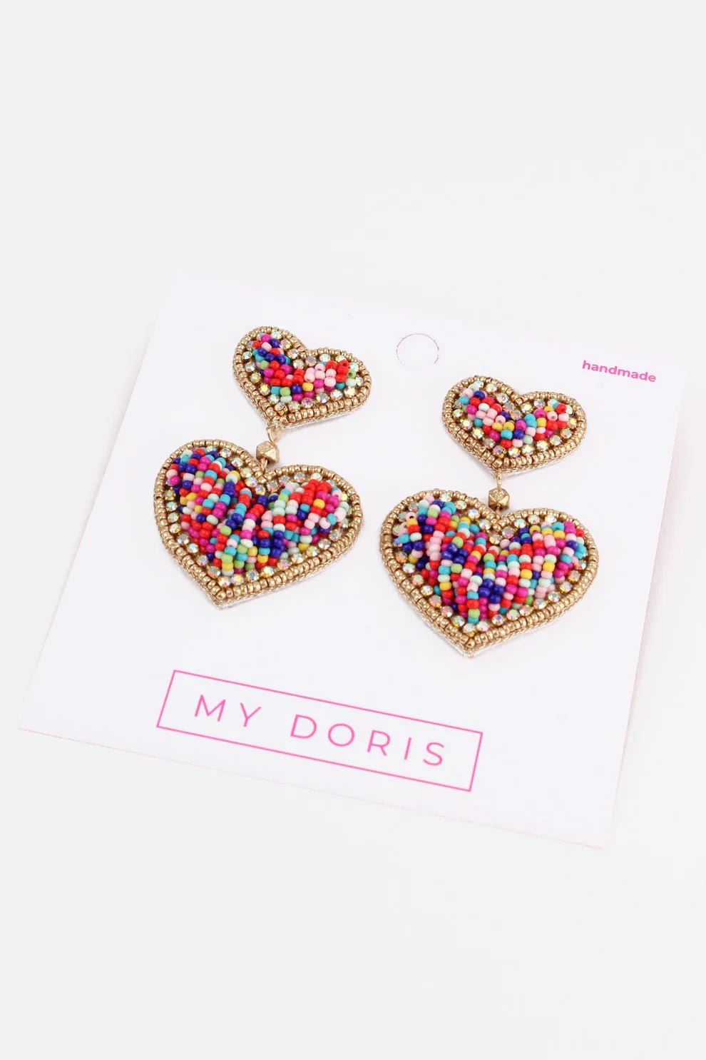 picture of My Doris Beaded Heart Earrings - Rainbow Confetti - Number Two - womens - fashion - accessories - My Doris 2