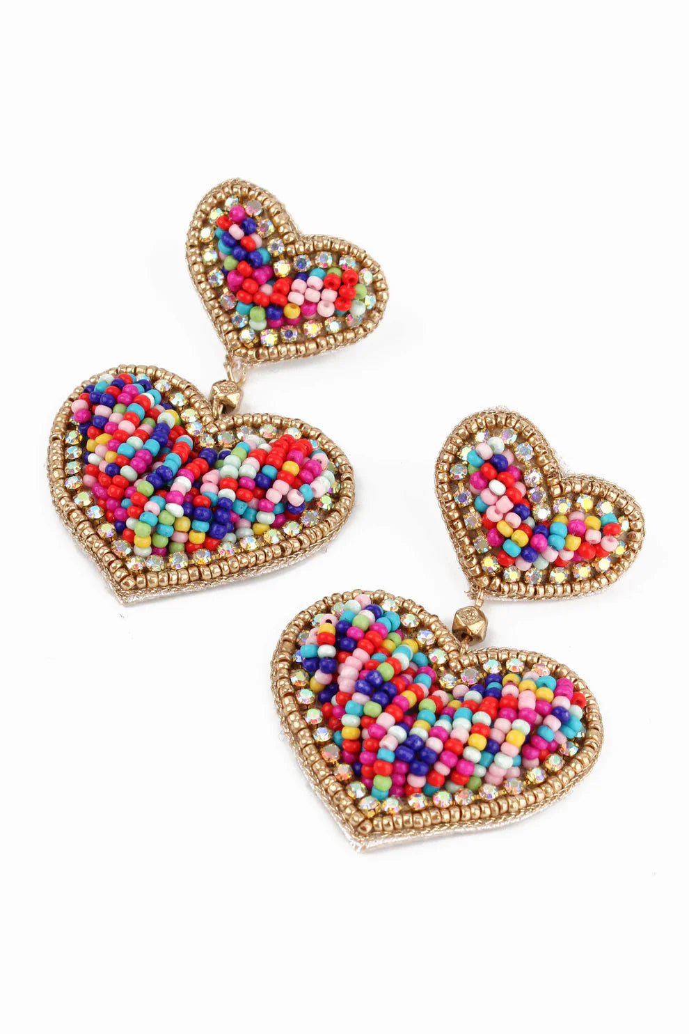 picture of My Doris Beaded Heart Earrings - Rainbow Confetti - Number Two - womens - fashion - accessories - My Doris 1