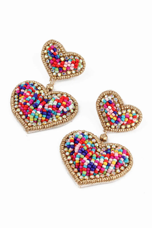 picture of My Doris Beaded Heart Earrings - Rainbow Confetti - Number Two - womens - fashion - accessories - My Doris 1