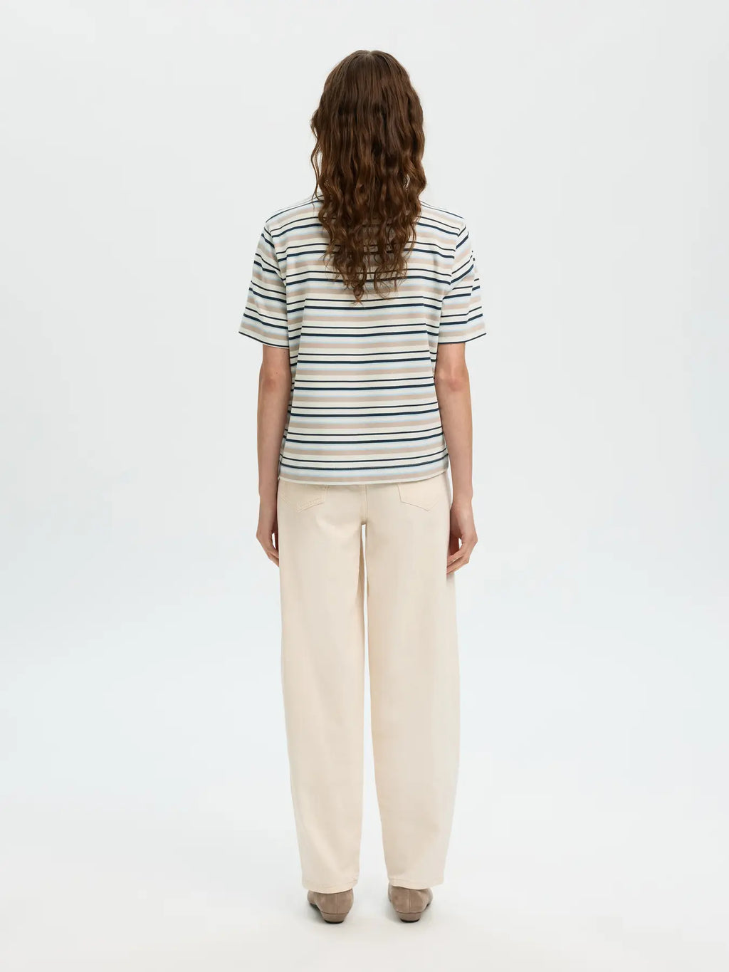 picture of Selected Essential SS Striped Boxy Tee Cashmere Blue Multi Stripe - Number Two - womens -Selected Femme 4