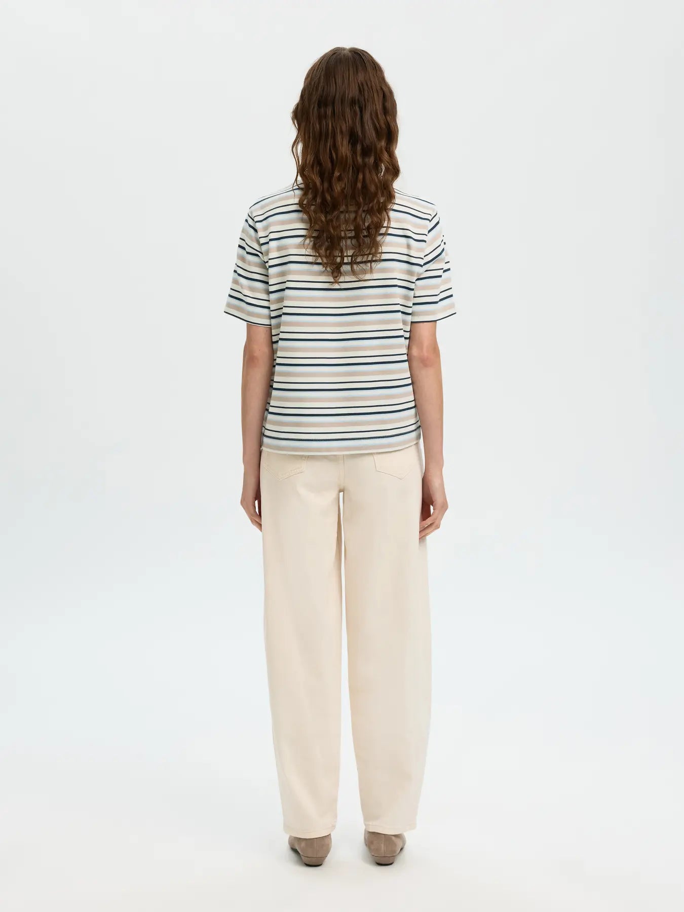 picture of Selected Essential SS Striped Boxy Tee Cashmere Blue Multi Stripe - Number Two - womens -Selected Femme 4