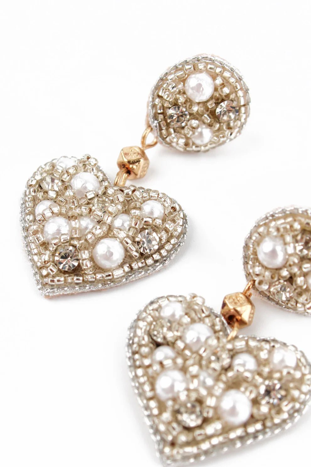 picture of My Doris Beaded Small Heart Earrings - Silver Pearl - Number Two - womens - fashion - accessories - My Doris 3