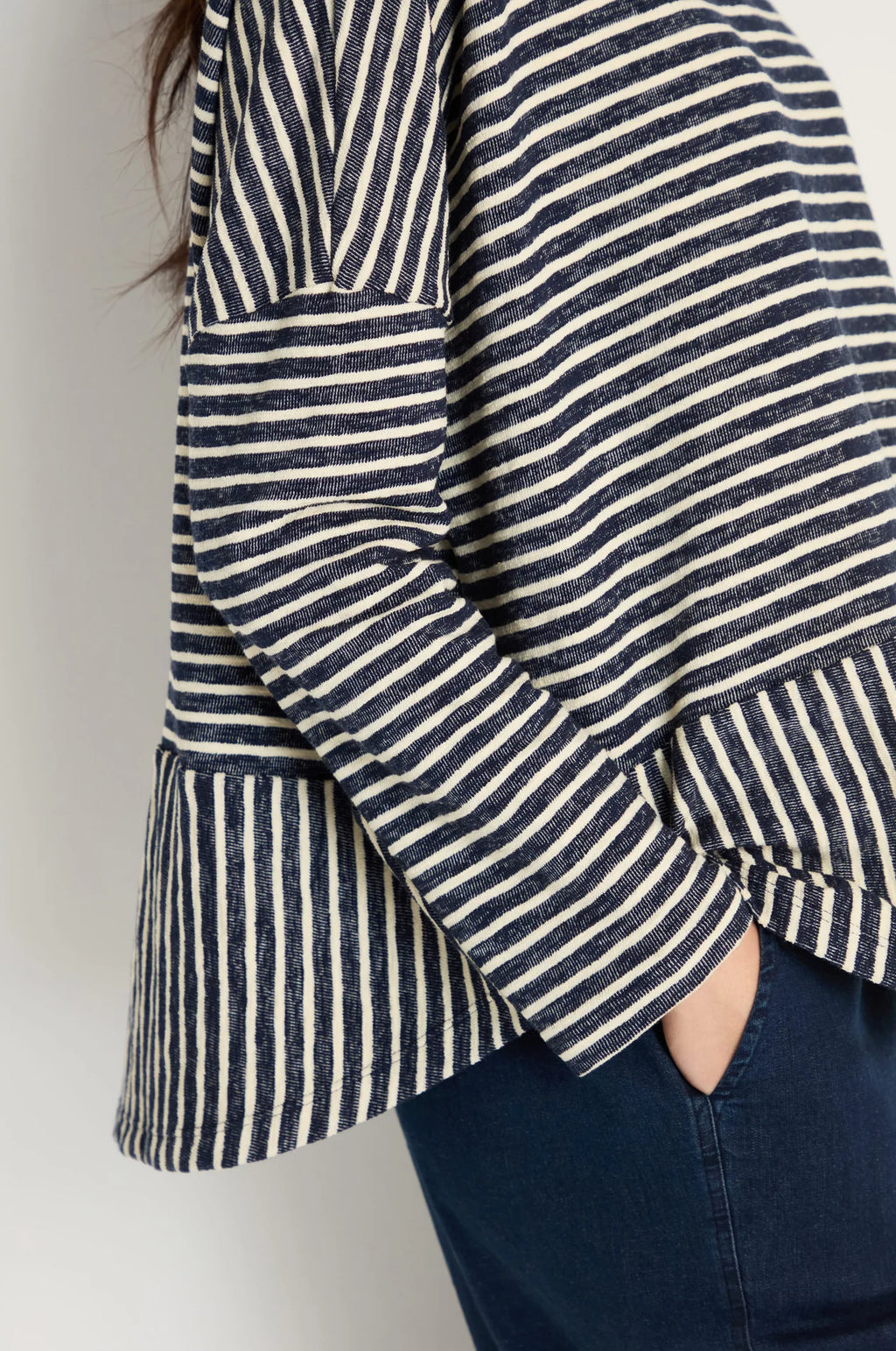 picture of Sahara Textured Stripe Jersey Boxy Top - Night/Ecru - Number Two - womens - fashion - clothing - Sahara 4