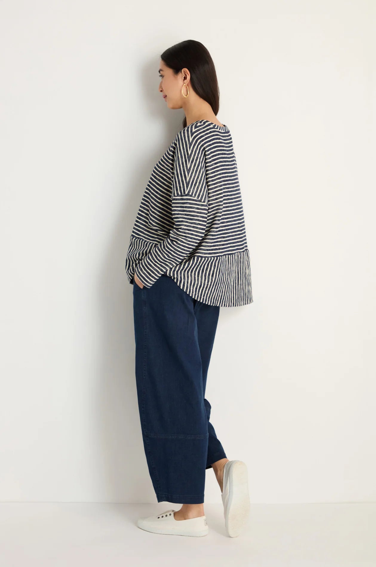 picture of Sahara Textured Stripe Jersey Boxy Top - Night/Ecru - Number Two - womens - fashion - clothing - Sahara 5