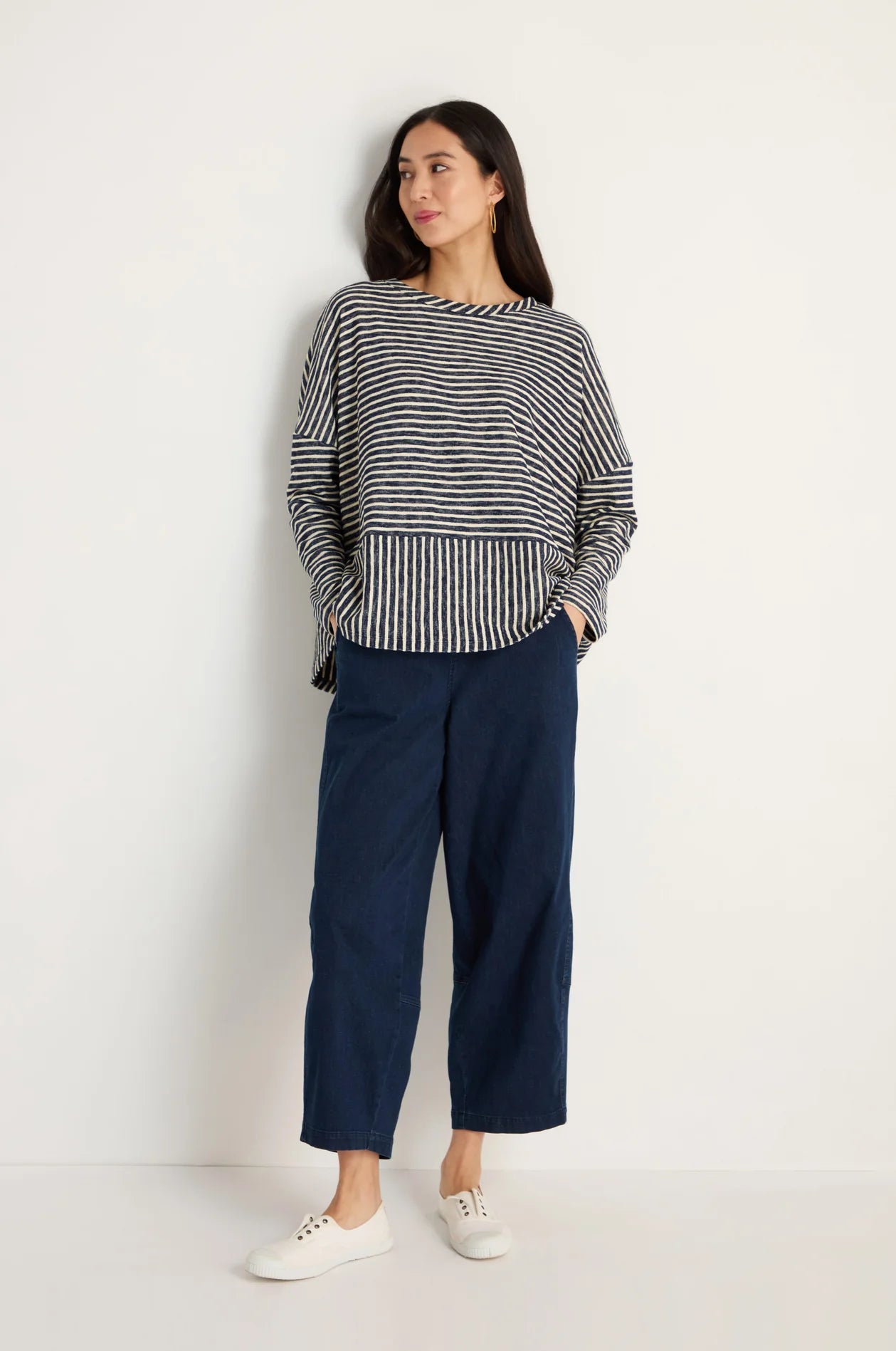 picture of Sahara Textured Stripe Jersey Boxy Top - Night/Ecru - Number Two - womens - fashion - clothing - Sahara 2