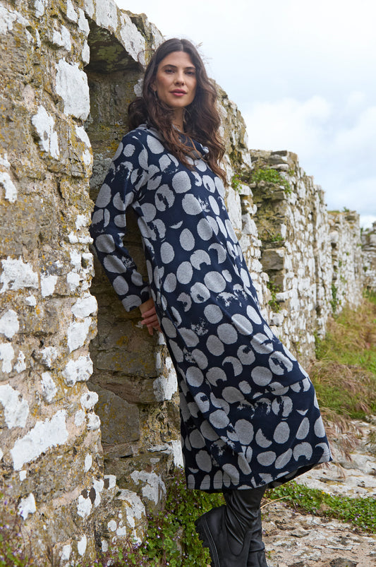 picture of Sahara Brushed Jersey Spotted Bubble Dress - Night/Dove - Number Two - womens - fashion - clothing - Sahara 1