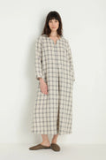 picture of Sahara Multi Lines Grid Linen Dress - Ecru/Night - Number Two - womens - fashion - clothing - Sahara 1
