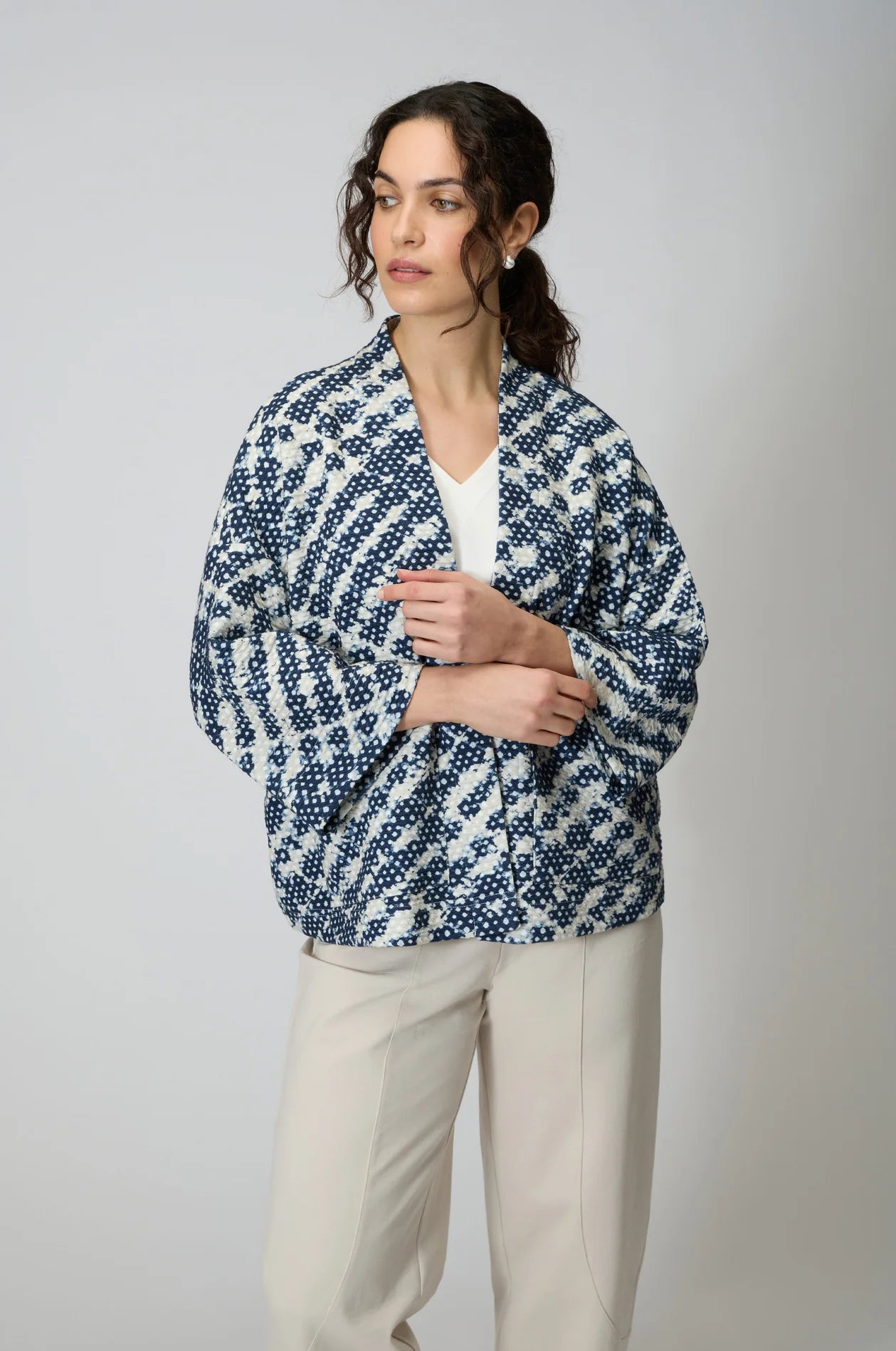 picture of Sahara Diamond Tie Dye Jersey Jacket - Night/Ecru - Number Two - womens - fashion - clothing - Sahara 2