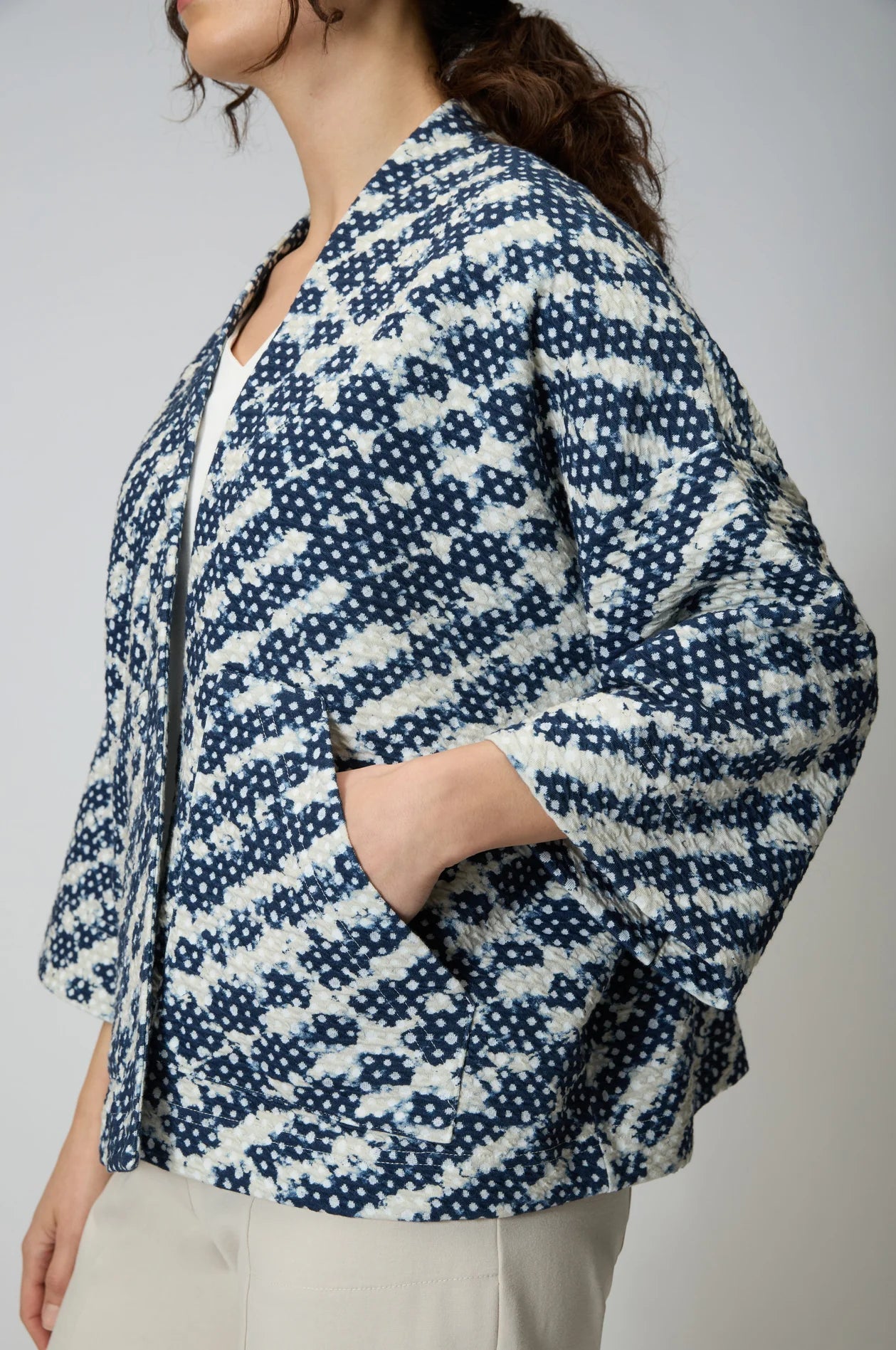 picture of Sahara Diamond Tie Dye Jersey Jacket - Night/Ecru - Number Two - womens - fashion - clothing - Sahara 3