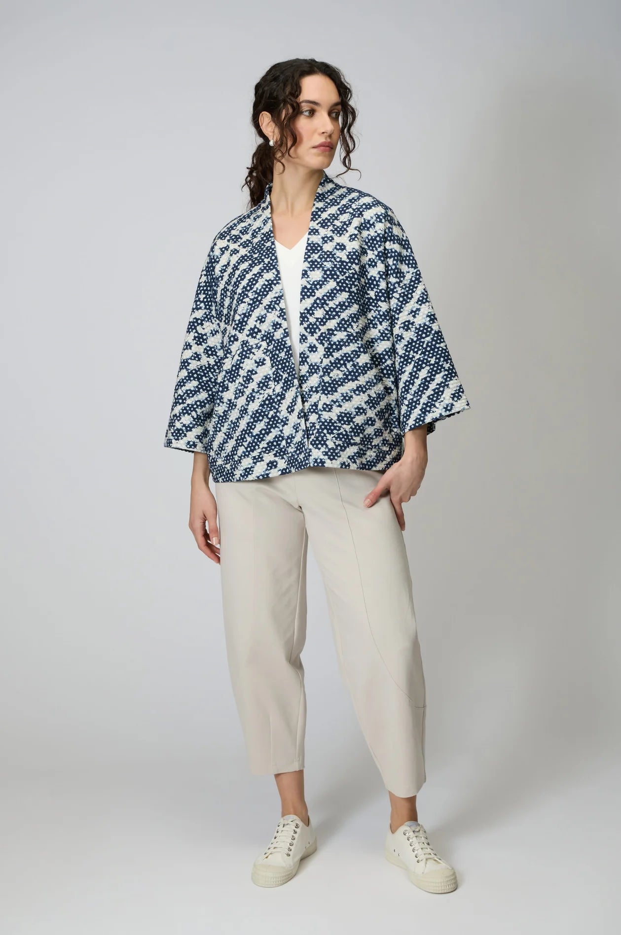 picture of Sahara Diamond Tie Dye Jersey Jacket - Night/Ecru - Number Two - womens - fashion - clothing - Sahara 4