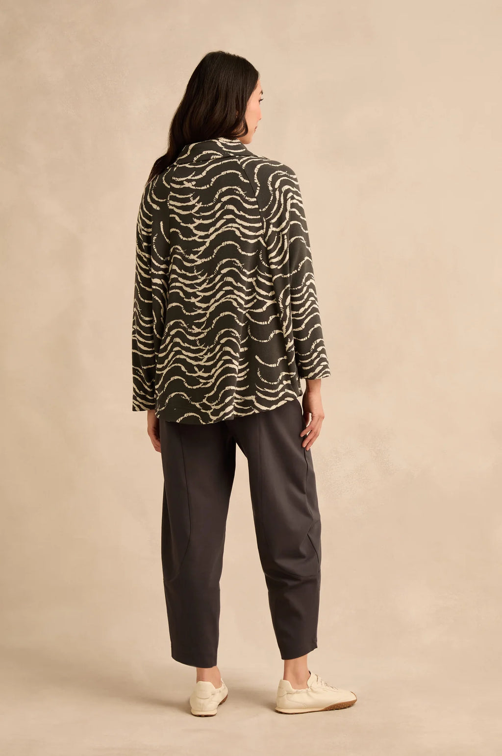 Sahara  Etched Wave Zip Boxy Jacket - Slate/Ecru