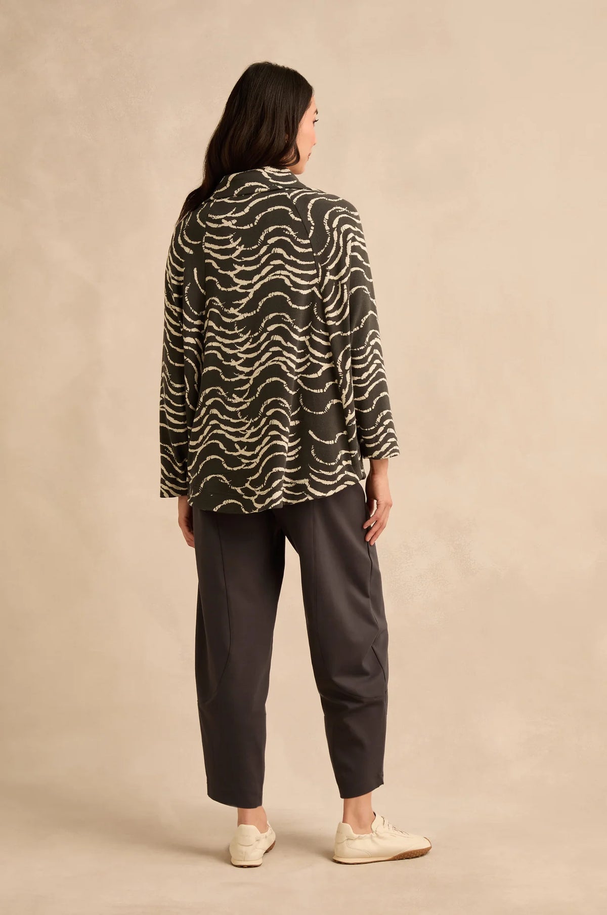 Sahara  Etched Wave Zip Boxy Jacket - Slate/Ecru
