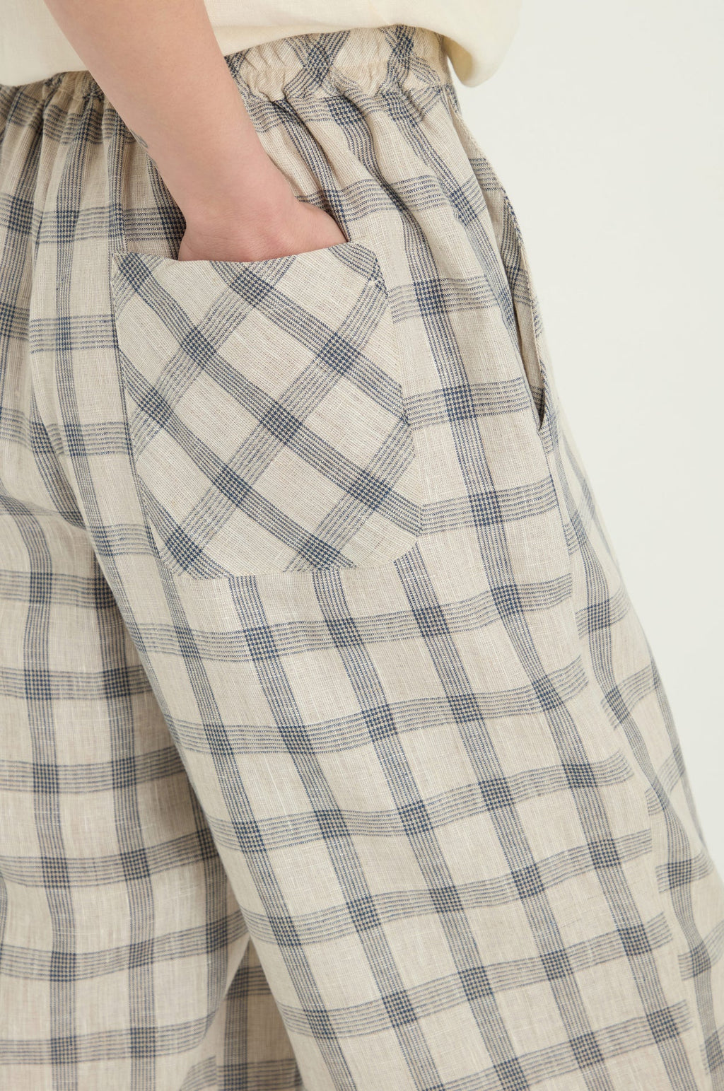 picture of Sahara Multi Lines Grid Linen Bubble Trouser - Ecru/Night - Number Two - womens - fashion - clothing - Sahara 5