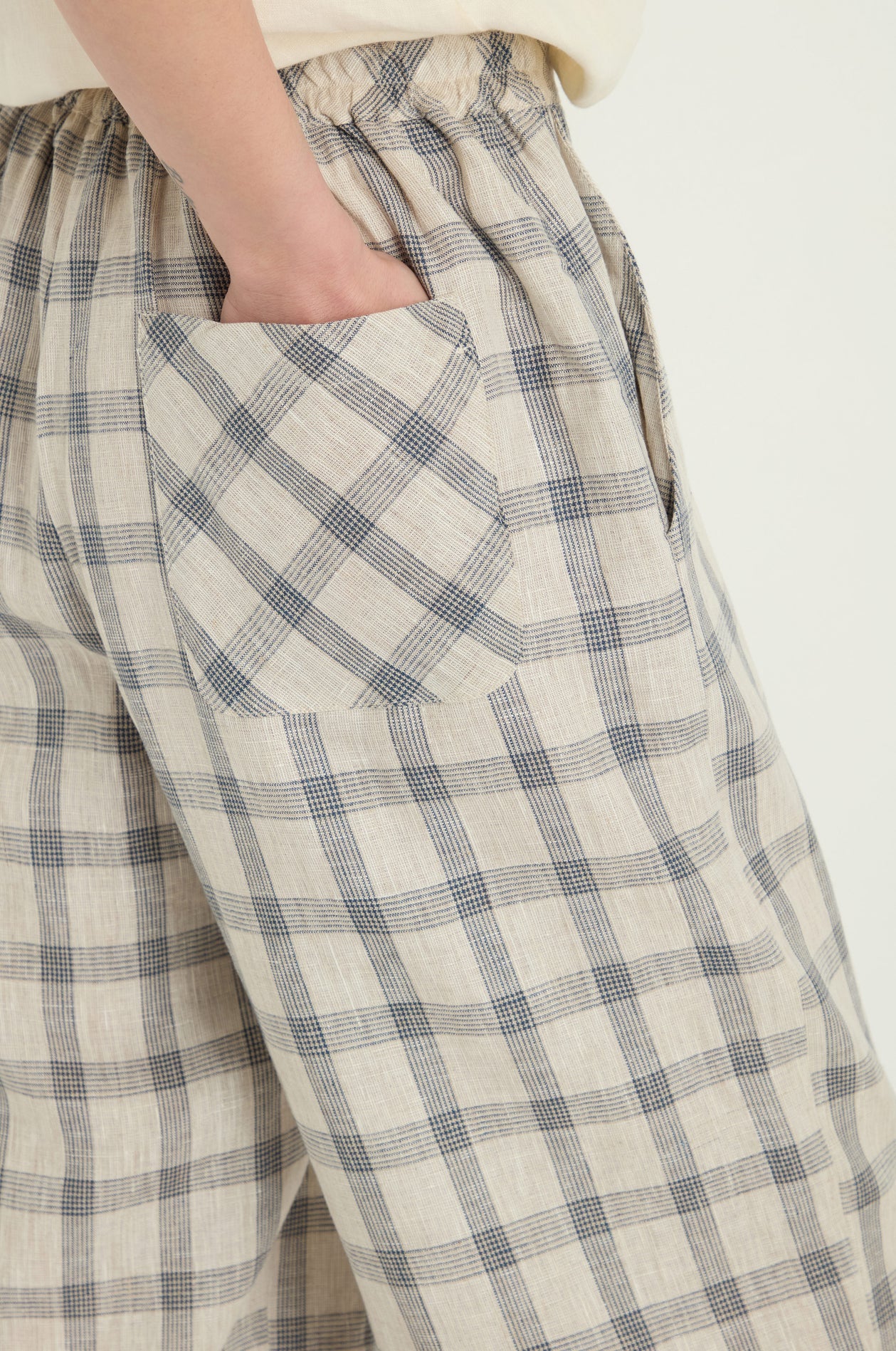 picture of Sahara Multi Lines Grid Linen Bubble Trouser - Ecru/Night - Number Two - womens - fashion - clothing - Sahara 5