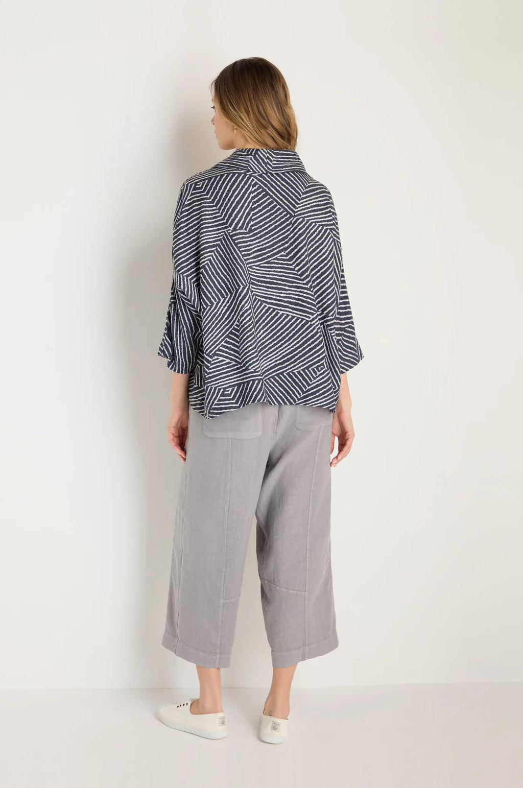 picture of Sahara Linear Prism Cowl Neck Top - Night/Ecru - Number Two - womens - fashion - clothing - Sahara 4
