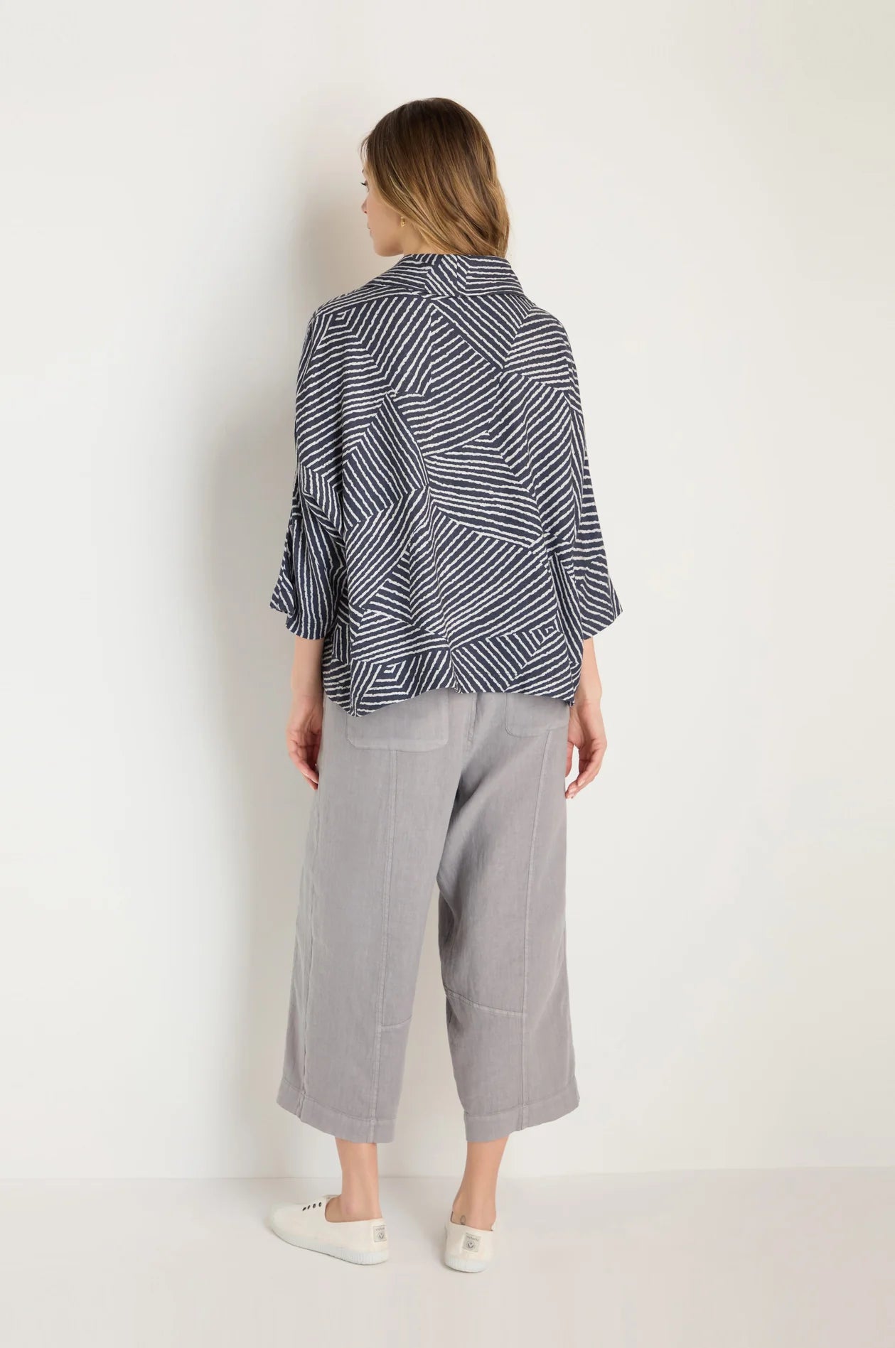 picture of Sahara Linear Prism Cowl Neck Top - Night/Ecru - Number Two - womens - fashion - clothing - Sahara 4
