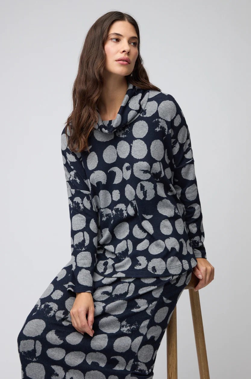 picture of Sahara Brushed Jersey Spotted Boxy Top - Night/Dove - Number Two - womens - fashion - clothing - Sahara 3